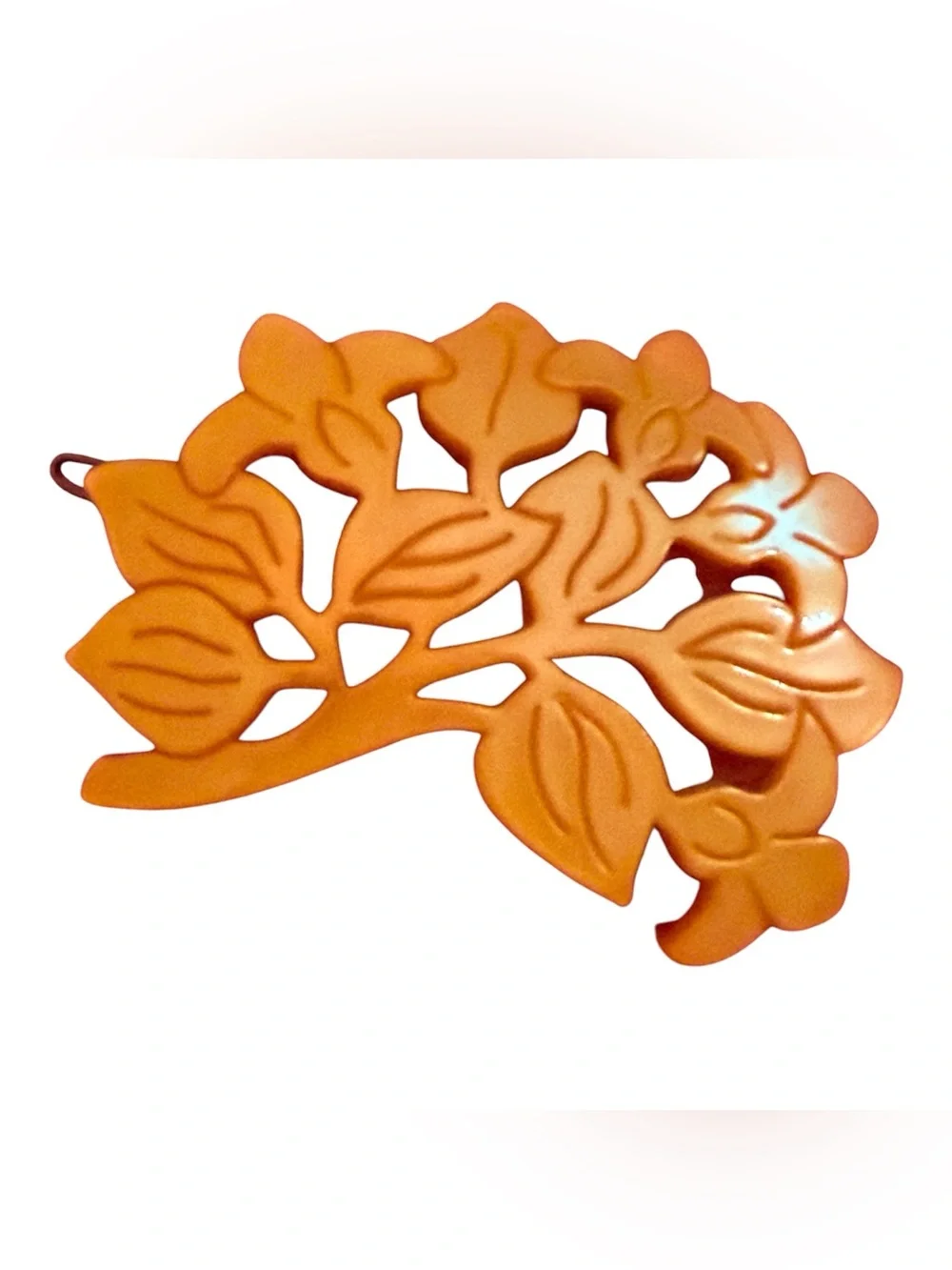1970’s Pearlescent Orange French Barrette in a Tree Shape, Bohemian Hair, 3”